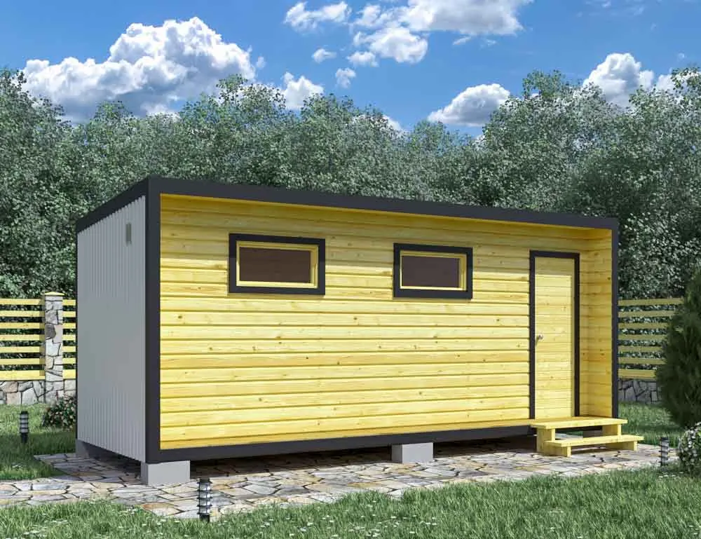Бытовка для дачи в стиле хай-тек 6х2.4 6х2,4 Площадь: 14,4 м² в готовом ...